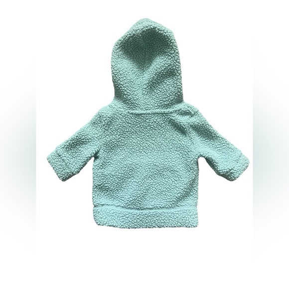 Baby Gap Sherpa Mint Green Comfy Pull Over Hoodie Size 3-6 months Pockets Warm - Picture 3 of 5